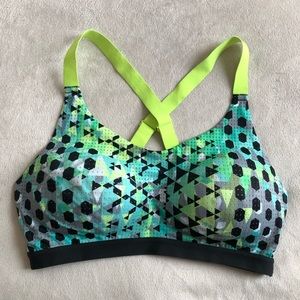 VS Sport black & green bra neon lime green straps